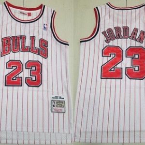 Chicago Bulls #23 Michael Jordan White Red Stripes 1995 Throwback Swingman Jersey
