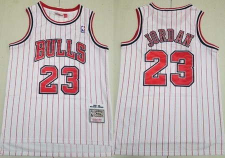 Chicago Bulls #23 Michael Jordan White Red Stripes 1995 Throwback Swingman Jersey