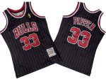 Chicago Bulls #33 Scottie Pippen Black Stripes 1996 Throwback Swingman Jersey