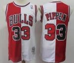 Chicago Bulls #33 Scottie Pippen Red White Split 1997 Throwback Swingman Jersey