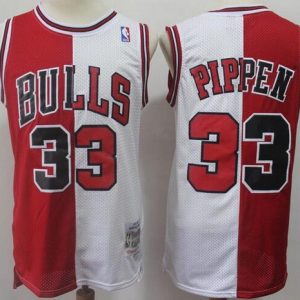 Chicago Bulls #33 Scottie Pippen Red White Split 1997 Throwback Swingman Jersey