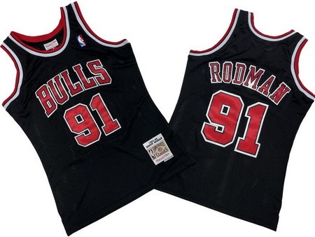 Chicago Bulls #91 Dennis Rodman Black 1997 Throwback Swingman Jersey