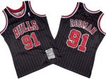 Chicago Bulls #91 Dennis Rodman Black Stripes 1995 Throwback Swingman Jersey
