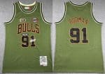 Chicago Bulls #91 Dennis Rodman Olive Military Flight 1997 Throwback Swingman Jersey