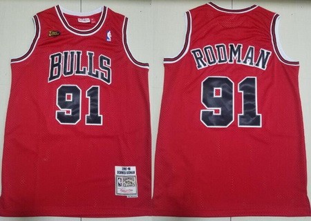 Chicago Bulls #91 Dennis Rodman Red 1997 Champions Throwback Swingman Jersey