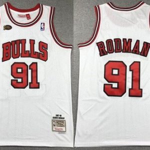 Chicago Bulls #91 Dennis Rodman White 1997 Finals Throwback Swingman Jersey