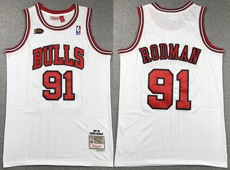 Chicago Bulls #91 Dennis Rodman White 1997 Finals Throwback Swingman Jersey
