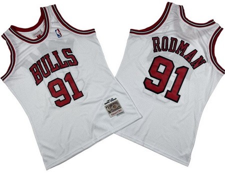 Chicago Bulls #91 Dennis Rodman White 1997 Throwback Swingman Jersey