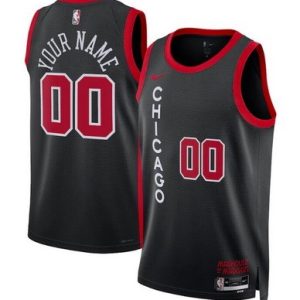Chicago Bulls Custom Black 2023 City Icon Heat Press Jersey