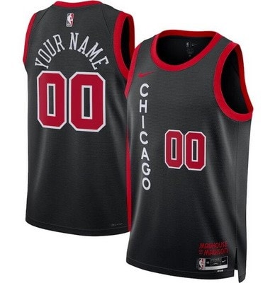 Chicago Bulls Custom Black 2023 City Icon Heat Press Jersey