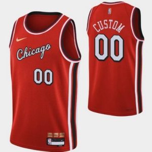 Chicago Bulls Custom Red City Diamond 75th Icon Hot Press Jersey