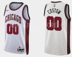 Chicago Bulls Custom White 2022 City Icon Heat Press Jersey