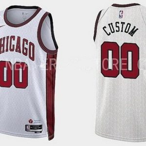 Chicago Bulls Custom White 2022 City Icon Heat Press Jersey