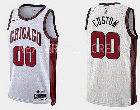 Chicago Bulls Custom White 2022 City Icon Heat Press Jersey