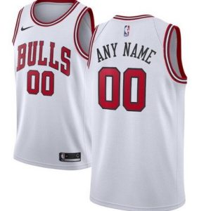 Chicago Bulls Custom White Icon Hot Press Jersey