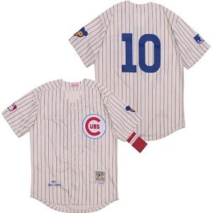 Chicago Cubs #10 Ron Santo Cream Stripes 1969 Throwback Jersey