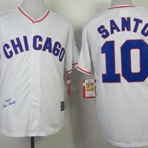 Chicago Cubs #10 Ron Santo White 1968 Throwback Jersey