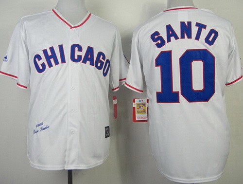Chicago Cubs #10 Ron Santo White 1968 Throwback Jersey