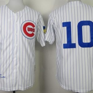 Chicago Cubs #10 Ron Santo White Stripes 1969 Throwback Jersey