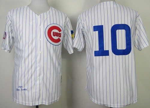 Chicago Cubs #10 Ron Santo White Stripes 1969 Throwback Jersey