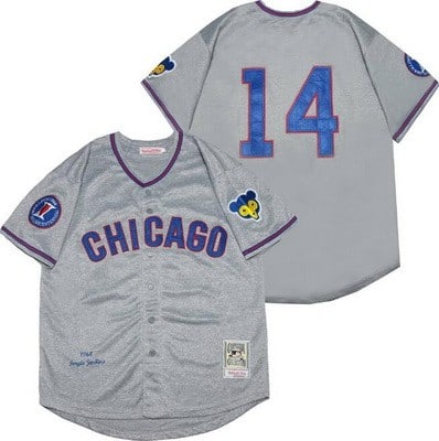 Chicago Cubs #14 Ernie Banks Gray 1968 Throwback Jersey