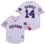 Chicago Cubs #14 Ernie Banks White 1968 Throwback Jersey