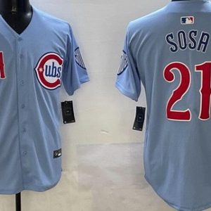 Chicago Cubs #21 Sammy Sosa Baby Blue Limited Jersey
