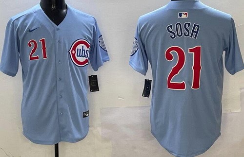 Chicago Cubs #21 Sammy Sosa Baby Blue Limited Jersey