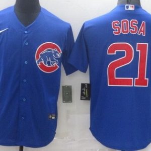 Chicago Cubs #21 Sammy Sosa Royal Blue Cool Base Jersey