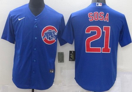 Chicago Cubs #21 Sammy Sosa Royal Blue Cool Base Jersey