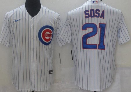 Chicago Cubs #21 Sammy Sosa White Cool Base Jersey
