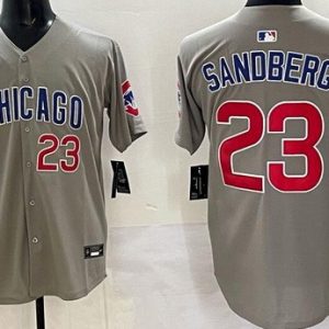 Chicago Cubs #23 Ryne Sandberg Gray Limited Jersey