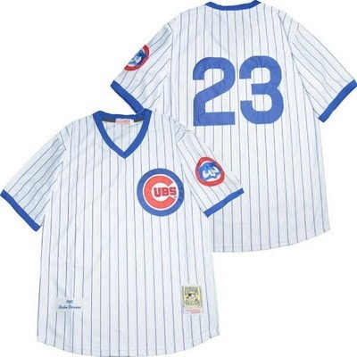 Chicago Cubs #23 Ryne Sandberg White 1987 Throwback Jersey