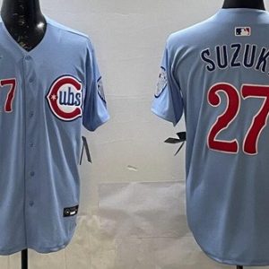 Chicago Cubs #27 Seiya Suzuki Baby Blue Limited Jersey