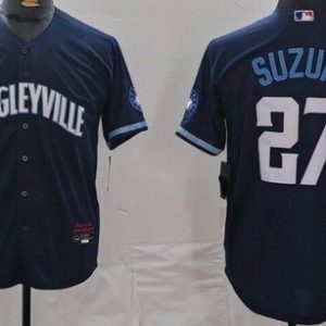 Chicago Cubs #27 Seiya Suzuki Navy City Cool Base Jersey