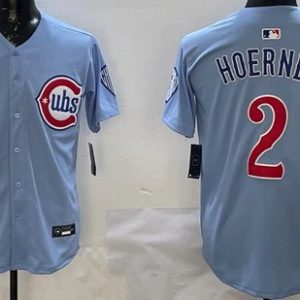 Chicago Cubs #2 Nico Hoerner Baby Blue Limited Jersey