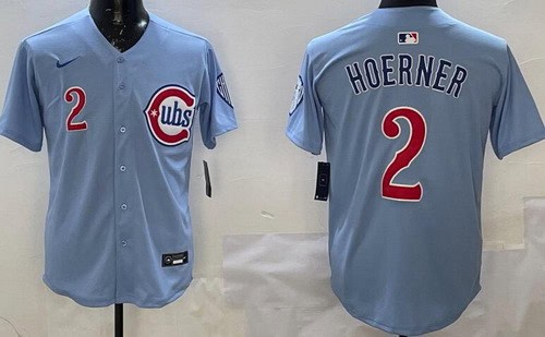 Chicago Cubs #2 Nico Hoerner Baby Blue Limited Jersey