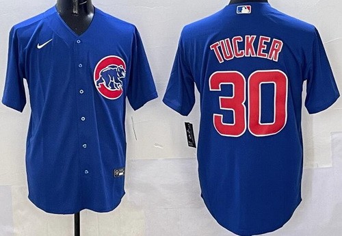 Chicago Cubs #30 Kyle Tucker Blue Cool Base Jersey