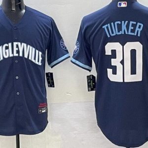 Chicago Cubs #30 Kyle Tucker Navy City Connect Cool Base Jersey