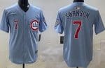 Chicago Cubs #7 Dansby Swanson Baby Blue Limited Jersey