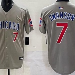 Chicago Cubs #7 Dansby Swanson Gray Limited Jersey
