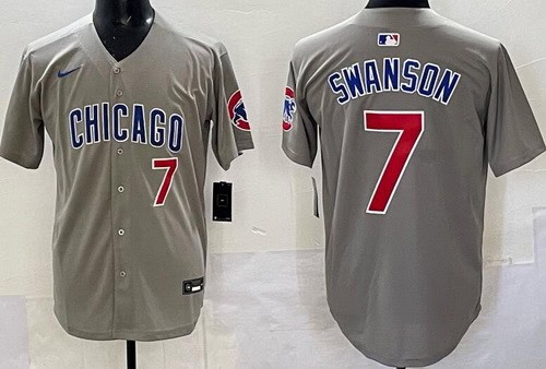 Chicago Cubs #7 Dansby Swanson Gray Limited Jersey