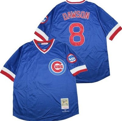 Chicago Cubs #8 Andre Dawson Blue 1987 Throwback Jersey