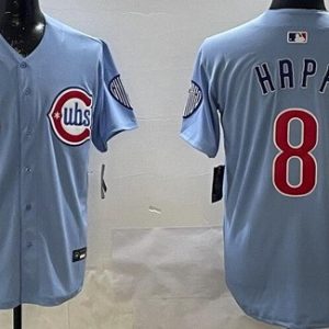 Chicago Cubs #8 Ian Happ Baby Blue Limited Jersey