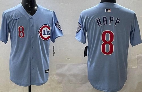 Chicago Cubs #8 Ian Happ Baby Blue Limited Jersey