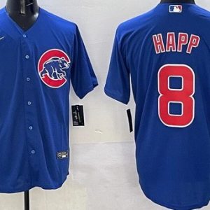 Chicago Cubs #8 Ian Happ Blue Cool Base Jersey