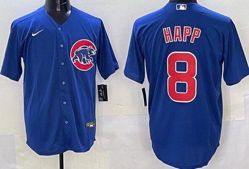 Chicago Cubs #8 Ian Happ Blue Cool Base Jersey