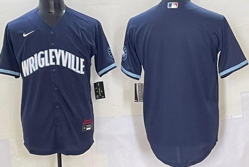 Chicago Cubs Blank Navy City Connect Cool Base Jersey