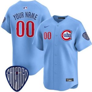 Chicago Cubs Customized Baby Blue Limited Jersey