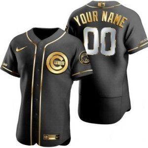 Chicago Cubs Customized Black Gold Authentic Jersey